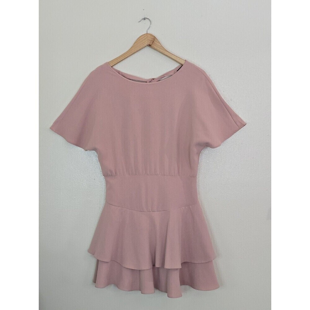 Do + Be Blush Pink Fit Flare Mini Dress Womens M Ruffle Wedding Guest Party - Picture 2 of 9